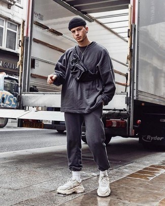 Dunkelgraue Jogginghose kombinieren – 186 Frühling Herren Outfits