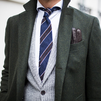 Dunkelgraue vertikal gestreifte Jacke kombinieren – 108 Herren Outfits