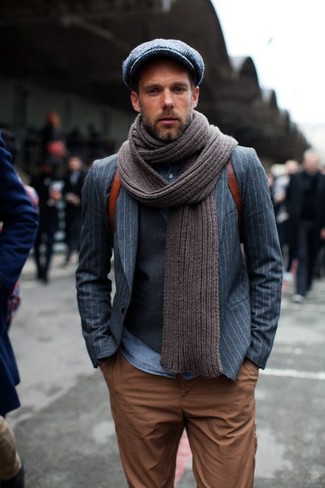 Dunkelgraue vertikal gestreifte Jacke kombinieren – 108 Herren Outfits