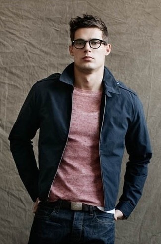 Wie Pullover mit einem Rundhalsausschnitt mit Bomberjacke zu kombinieren – 334 Herren Outfits
