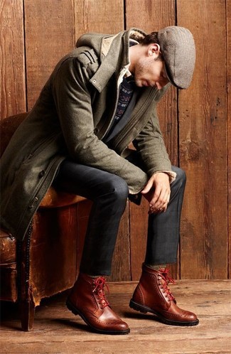Wie Pullover mit einem Rundhalsausschnitt mit Langarmhemdes zu kombinieren – 60 Winter Herren Outfits