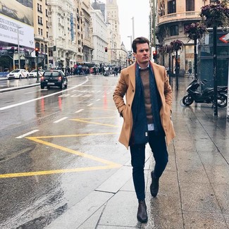 Wie Pullover mit einem Rundhalsausschnitt mit Langarmhemdes zu kombinieren – 60 Winter Herren Outfits