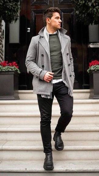 Wie Pullover mit einem Rundhalsausschnitt mit Langarmhemdes zu kombinieren – 60 Winter Herren Outfits