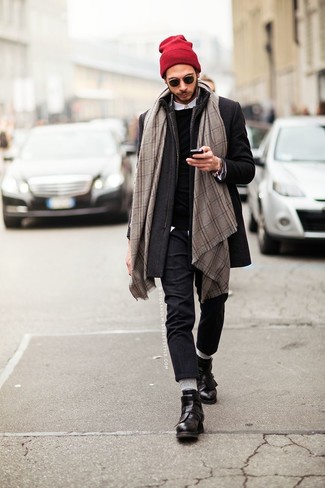 Wie Pullover mit einem Rundhalsausschnitt mit Langarmhemdes zu kombinieren – 60 Winter Herren Outfits
