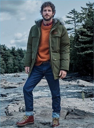 Wie Pullover mit einem Rundhalsausschnitt mit Langarmhemdes zu kombinieren – 60 Winter Herren Outfits