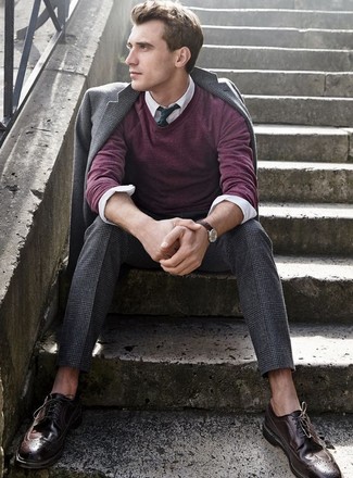 Wie Pullover mit einem Rundhalsausschnitt mit Anzuges zu kombinieren – 181 Herren Outfits