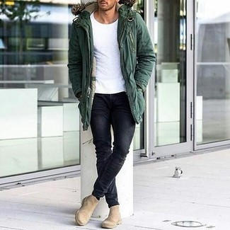 Wie T-Shirt mit einem Rundhalsausschnitt mit Chelsea Boots zu kombinieren – 1585+ Herren Outfits
