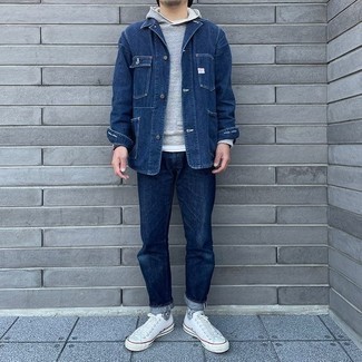 Wie T-Shirt mit einem Rundhalsausschnitt mit Shirtjacke zu kombinieren – 2000+ Herren Outfits