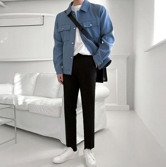 Wie T-Shirt mit einem Rundhalsausschnitt mit Shirtjacke zu kombinieren – 2000+ Herren Outfits