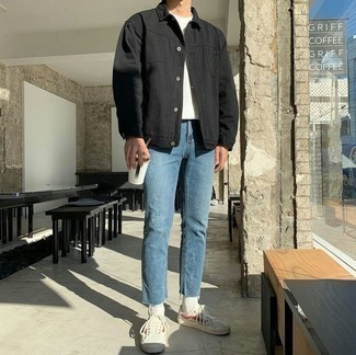 Wie T-Shirt mit einem Rundhalsausschnitt mit Shirtjacke zu kombinieren – 118 Lässige Herren Outfits