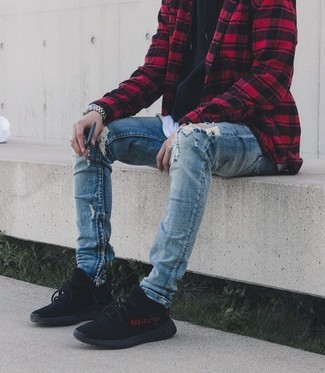 Wie T-Shirt mit einem Rundhalsausschnitt mit Shirtjacke zu kombinieren – 2000+ Herren Outfits