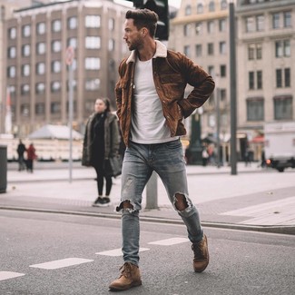 Wie T-Shirt mit einem Rundhalsausschnitt mit Shirtjacke zu kombinieren – 118 Lässige Herren Outfits