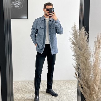 Wie T-Shirt mit einem Rundhalsausschnitt mit Shirtjacke zu kombinieren – 2000+ Herren Outfits