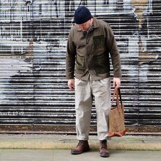 Wie T-Shirt mit einem Rundhalsausschnitt mit Shirtjacke zu kombinieren – 2000+ Herren Outfits