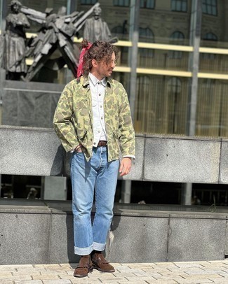 Wie T-Shirt mit einem Rundhalsausschnitt mit Shirtjacke zu kombinieren – 2000+ Herren Outfits