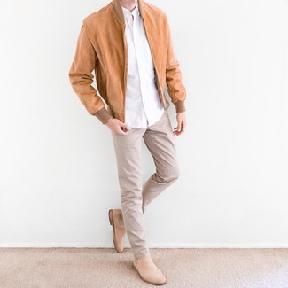 Welche Kurzarmhemden mit dunkelbrauner Bomberjacke zu tragen – 47 Herren Outfits