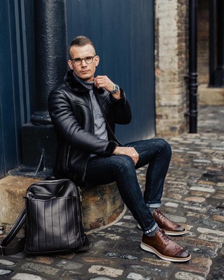 Dunkelbraune Brogues kombinieren – 98 Herren Outfits kalt Wetter