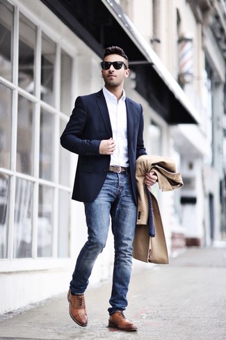 Dunkelbraune Brogues kombinieren – 98 Herren Outfits kalt Wetter