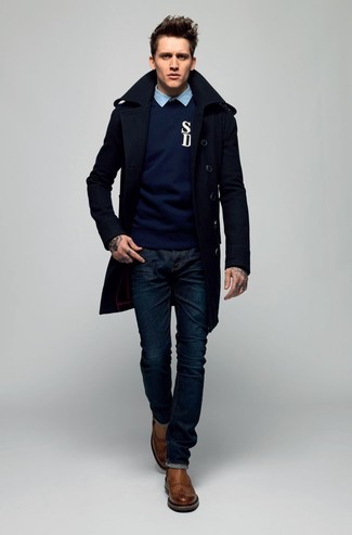 Dunkelbraune Brogues kombinieren – 98 Herren Outfits kalt Wetter