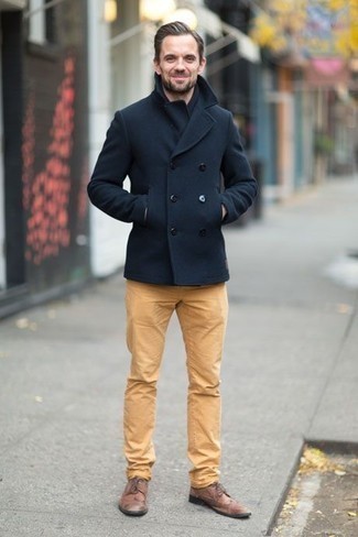 Dunkelbraune Brogues kombinieren – 98 Herren Outfits kalt Wetter