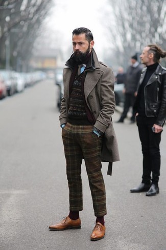 Dunkelbraune Brogues kombinieren – 98 Herren Outfits kalt Wetter