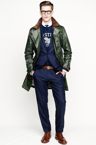Dunkelbraune Brogues kombinieren – 98 Herren Outfits kalt Wetter