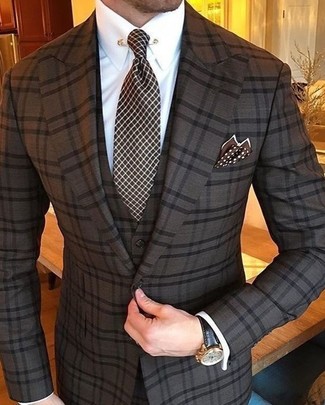Dunkelbraunen Anzug mit Karomuster kombinieren – 59 Herren Outfits