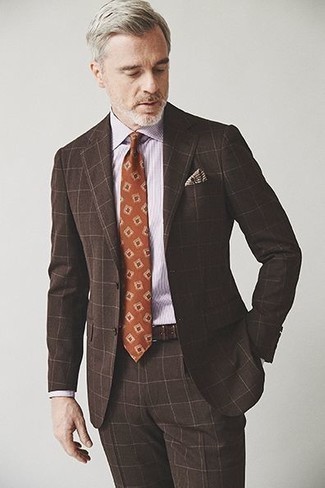 Dunkelbraunen Anzug mit Karomuster kombinieren – 59 Herren Outfits