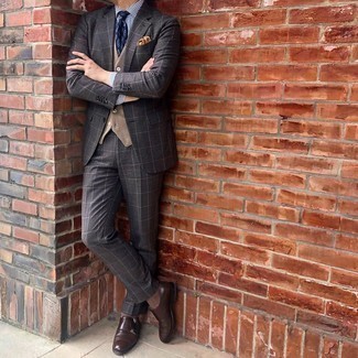 Dunkelbraunen Anzug mit Karomuster kombinieren – 59 Herren Outfits