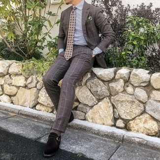 Dunkelbraunen Anzug mit Karomuster kombinieren – 59 Herren Outfits