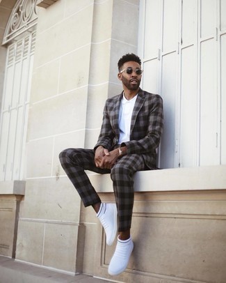 Dunkelbraunen Anzug mit Karomuster kombinieren – 59 Herren Outfits