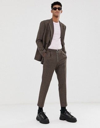 Dunkelbraunen Anzug mit Karomuster kombinieren – 59 Herren Outfits