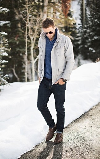 Welche enge Jeans mit dunkelbrauner Chukka-Stiefel zu tragen – 44 Herren Outfits