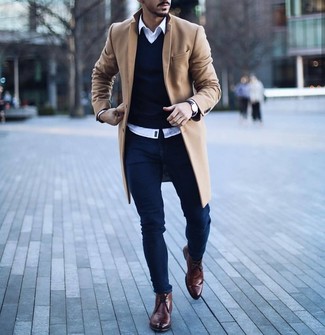 Welche enge Jeans mit dunkelbrauner Chukka-Stiefel zu tragen – 44 Herren Outfits