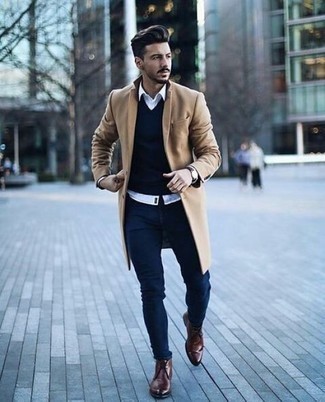 Welche enge Jeans mit dunkelbrauner Chukka-Stiefel zu tragen – 44 Herren Outfits