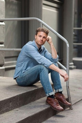 Welche enge Jeans mit dunkelbrauner Chukka-Stiefel zu tragen – 44 Herren Outfits