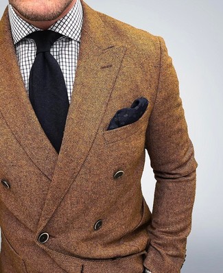 Dunkelbraunes Zweireiher-Sakko kombinieren – 34 Frühling Herren Outfits