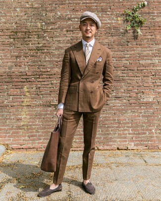 Dunkelbraunes Zweireiher-Sakko kombinieren – 34 Frühling Herren Outfits