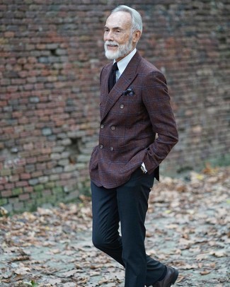 Dunkelbraunes Zweireiher-Sakko kombinieren – 34 Frühling Herren Outfits