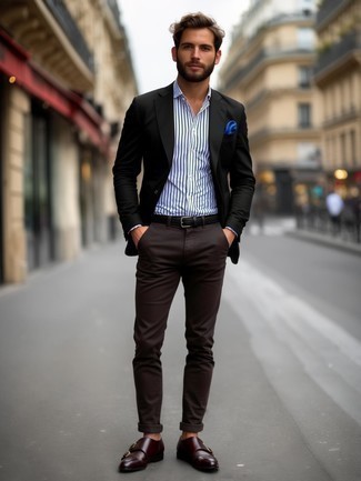 Welche Doppelmonks mit dunkelbrauner Anzughose zu tragen – 50 Herren Outfits