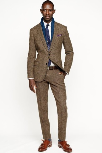 Welche Doppelmonks mit dunkelbrauner Anzughose zu tragen – 50 Herren Outfits