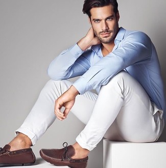 Welche Chinohosen mit dunkelbrauner Mokassins zu tragen – 66 Herren Outfits