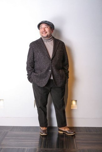 Dunkelbraunes Wollsakko mit Fischgrätenmuster kombinieren – 38 Herren Outfits