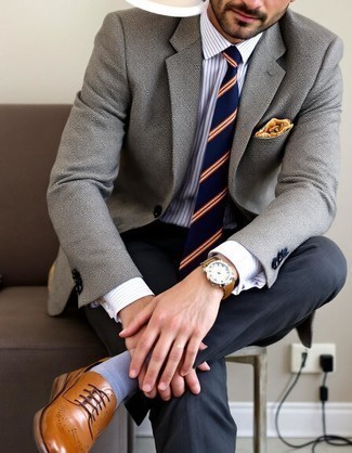 Dunkelbraune Leder Brogues kombinieren – 785+ Herren Outfits