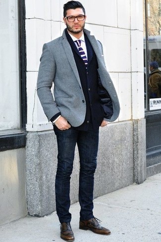 Dunkelbraune Leder Brogues kombinieren – 785+ Herren Outfits