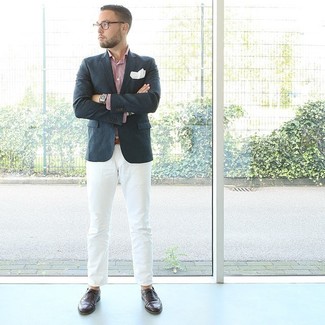 Dunkelbraune Leder Brogues kombinieren – 785+ Herren Outfits