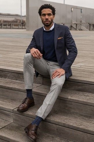 Dunkelbraune Leder Brogues kombinieren – 785+ Herren Outfits