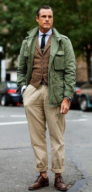 Dunkelbraune Leder Brogues kombinieren – 785+ Herren Outfits