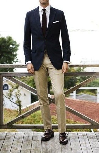 Dunkelbraune Doppelmonks aus Leder kombinieren – 904+ Herren Outfits