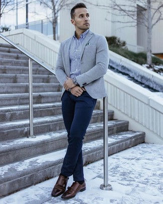 Dunkelbraune Doppelmonks aus Leder kombinieren – 904+ Herren Outfits